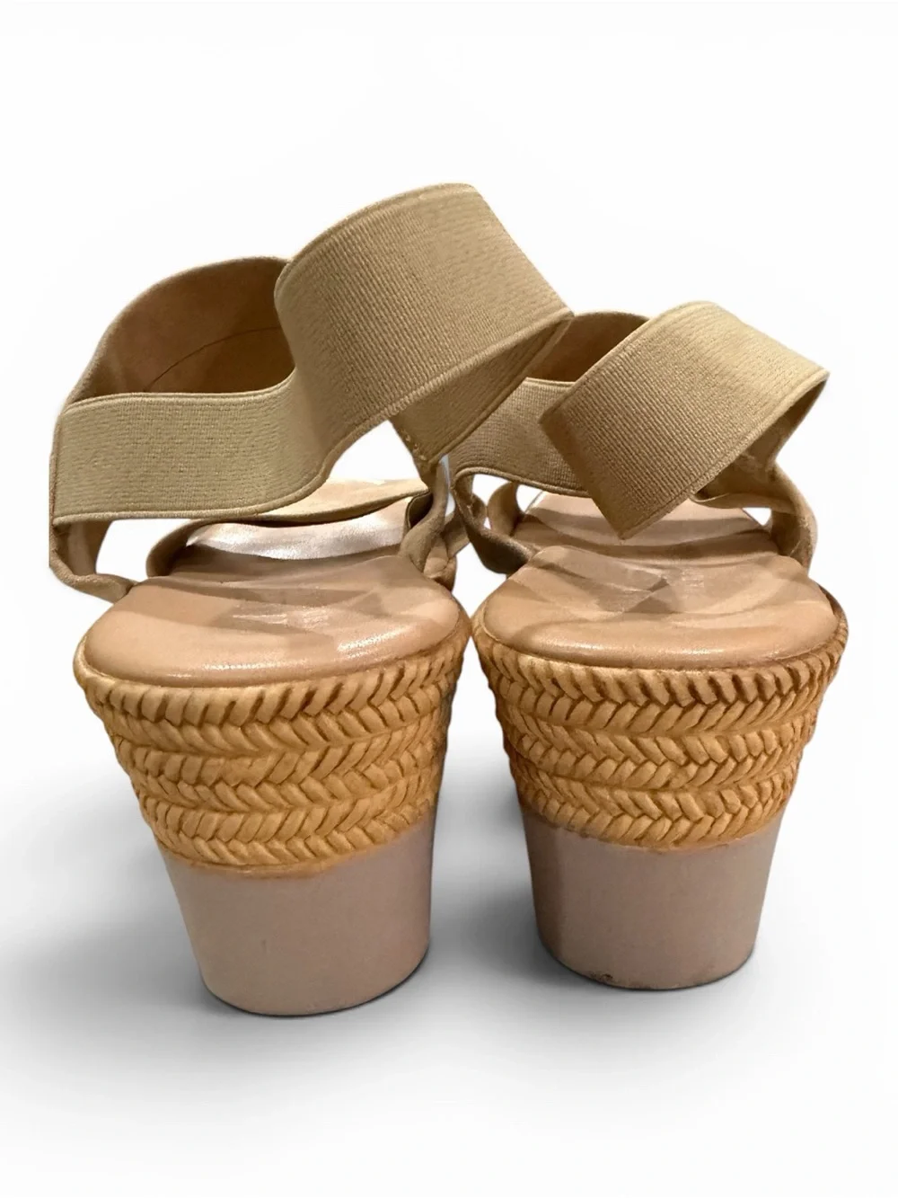 Itallian‎ Shoemakers Women's 10 Tan Leather Sling Back Wedge Platform Sandal S5